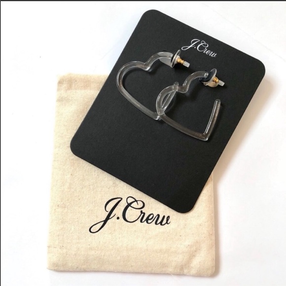 J.Crew✨New✨Heart Hoop Clear Acetate Earrings - Picture 6 of 8